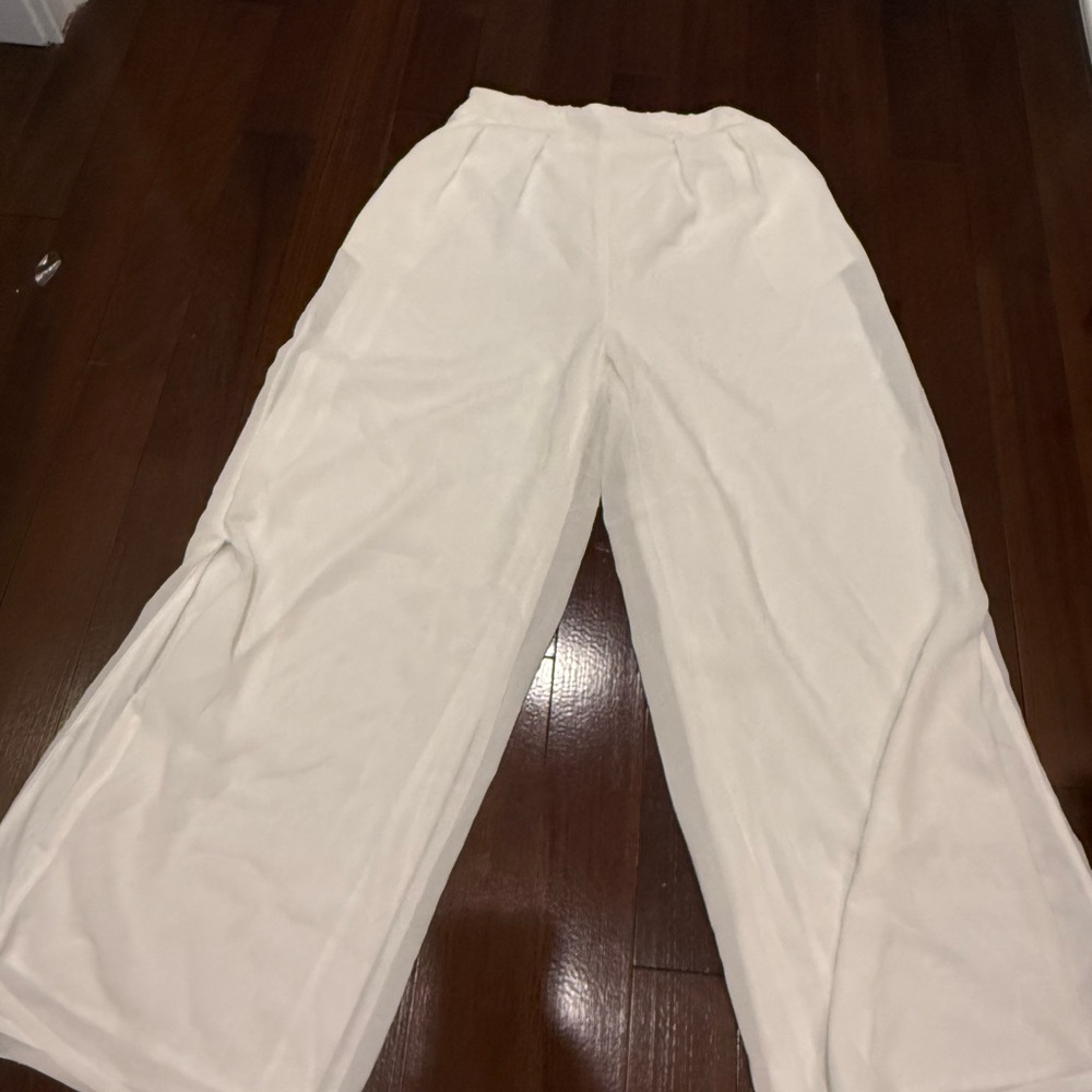 Elegant Cream Wide Leg Pants